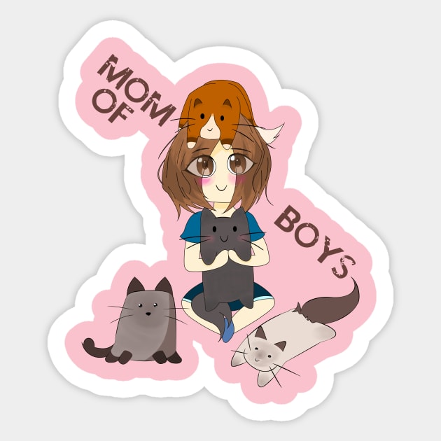 Mom Of Boys , cute mom of cats t-shirt Sticker by TATOH